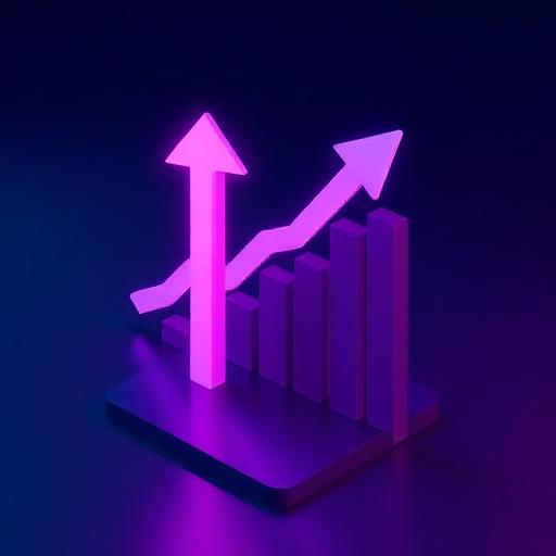 Performance marketing icon — growth chart with conversion funnel